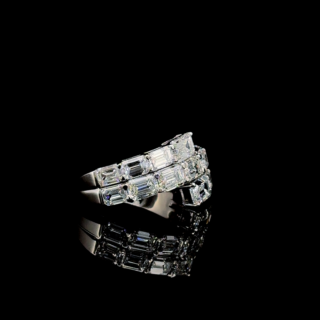 Caden Band – Emerald Cut Lab Diamond Ring in 14K White Gold