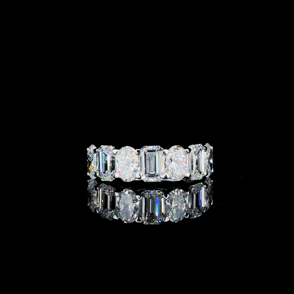 Contour Dual – Emerald & Oval Diamond Ring in 14K White Gold