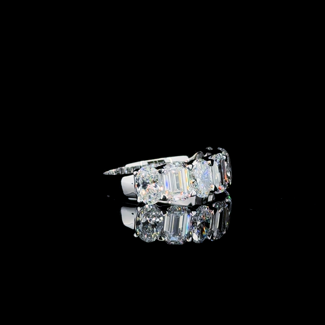 Contour Dual – Emerald & Oval Lab Diamond Ring in 14K White Gold