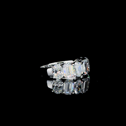 Contour Dual – Emerald & Oval Lab Diamond Ring in 14K White Gold