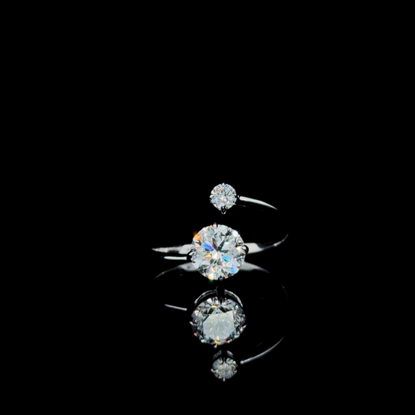 Toi et Moi Bypass – Twin Round Diamond Ring in 14K White Gold