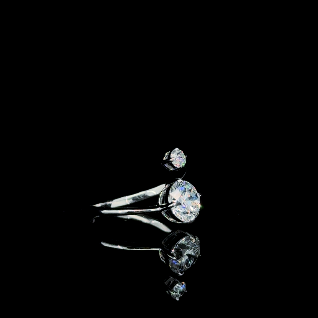 Toi et Moi Bypass – Twin Round Lab Diamond Ring in 14K White Gold