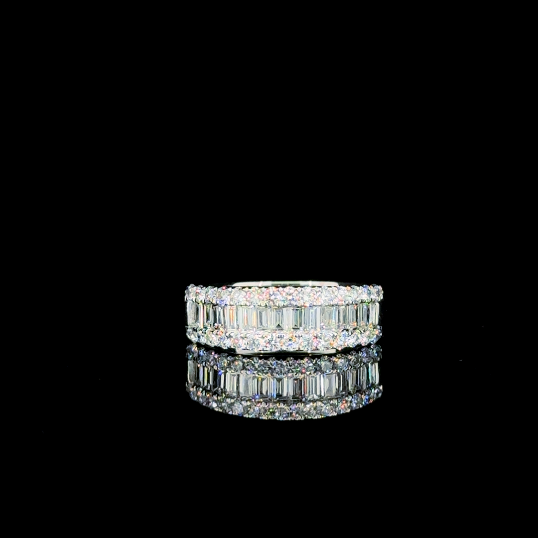 Chroma Step – Baguette & Round Lab Diamond Band in 14K White Gold