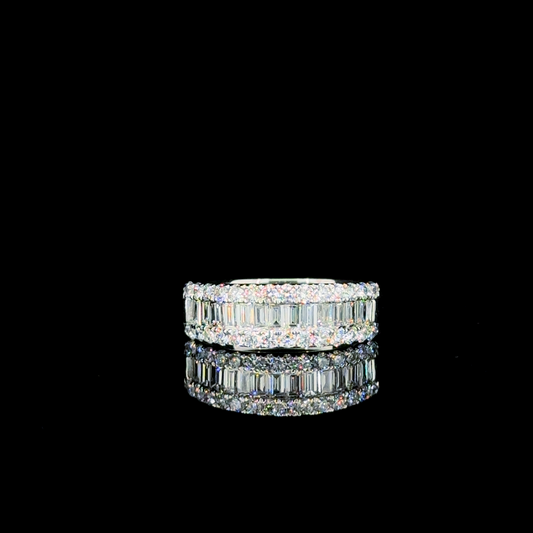 Chroma Step – Baguette & Round Lab Diamond Band in 14K White Gold