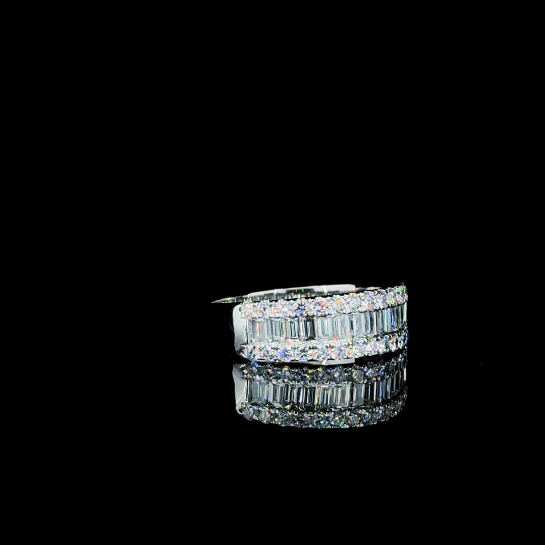 Chroma Step – Baguette & Round Lab Diamond Band in 14K White Gold