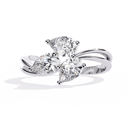 Fleur Twist – Triple Pear Lab Diamond Ring with Interwoven Shank in 14K Gold