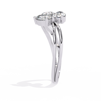 Fleur Twist – Triple Pear Lab Diamond Ring with Interwoven Shank in 14K Gold