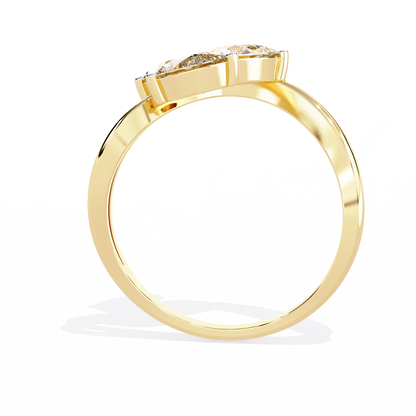 Fleur Twist – Triple Pear Lab Diamond Ring with Interwoven Shank in 14K Gold