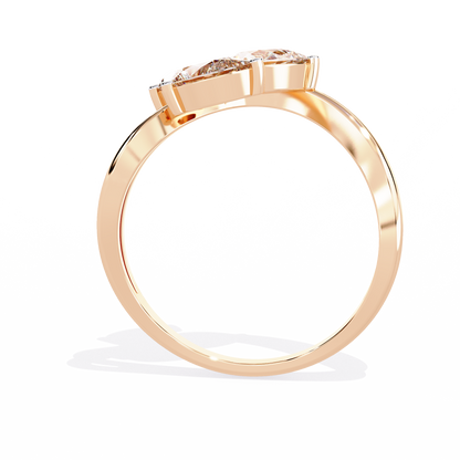Fleur Twist – Triple Pear Lab Diamond Ring with Interwoven Shank in 14K Gold