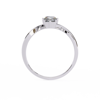 Ribbon Arc – Triple Round Diamond Ring with Criss-Cross Shank in 14K Gold
