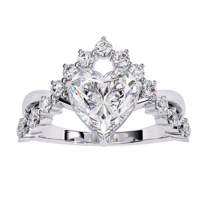 Royal Amour – Heart Diamond Crown Ring in 14K Gold