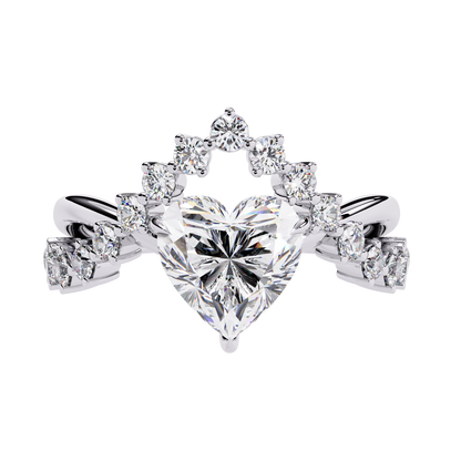 Royal Amour – Heart Diamond Crown Ring in 14K Gold