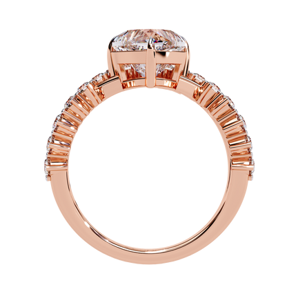 Royal Amour – Heart Diamond Crown Ring in 14K Gold