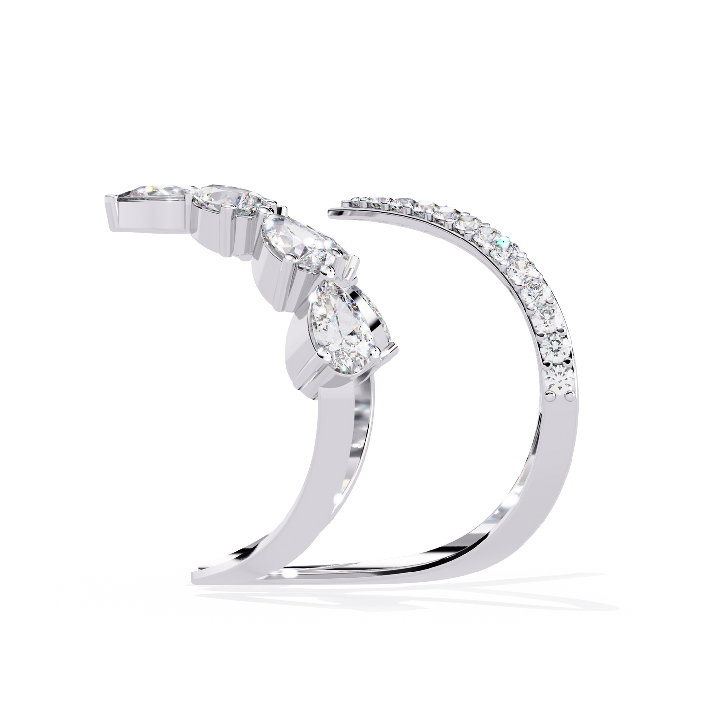Celestial Cascade – Pear Diamond V-Bypass Ring in 14K Gold