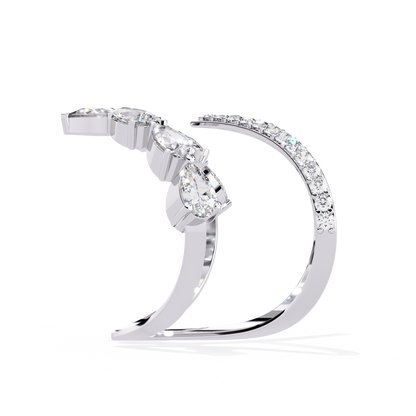 Celestial Cascade – Pear Diamond V-Bypass Ring in 14K Gold