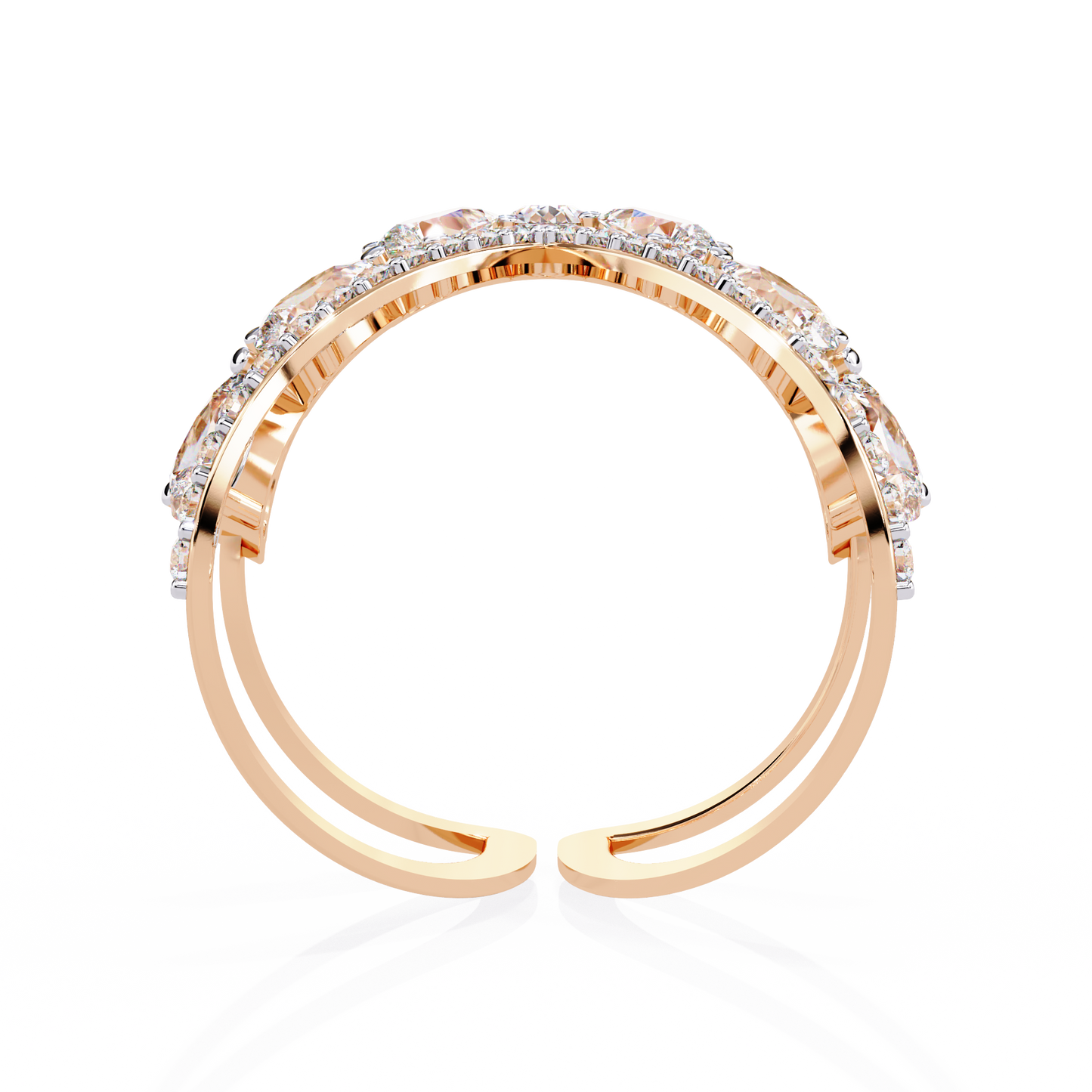 Celestial Cascade – Pear Diamond V-Bypass Ring in 14K Gold