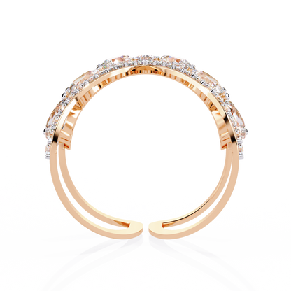 Celestial Cascade – Pear Diamond V-Bypass Ring in 14K Gold