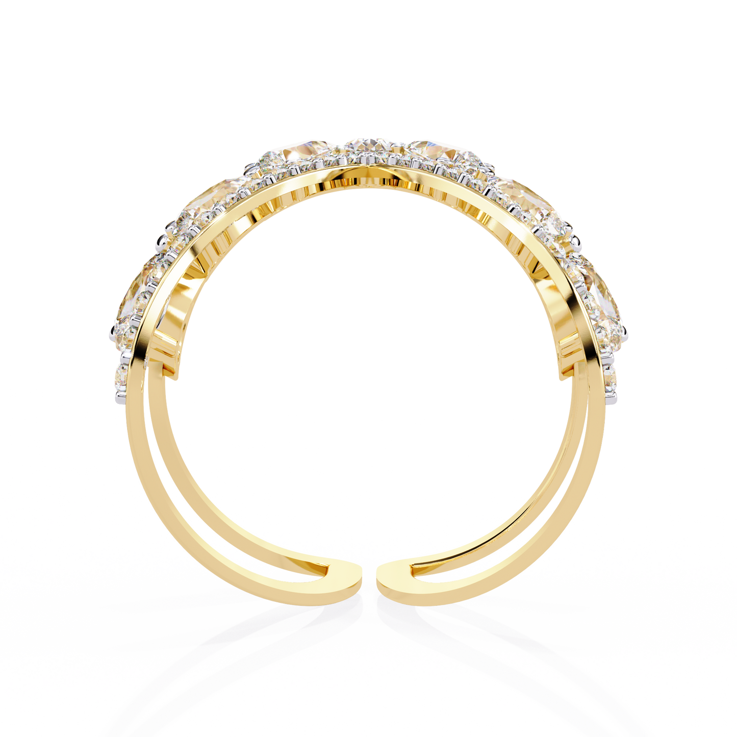 Celestial Cascade – Pear Diamond V-Bypass Ring in 14K Gold