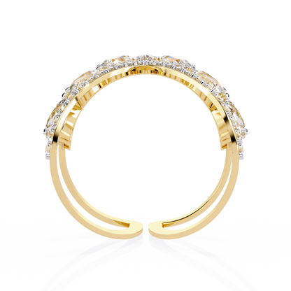 Celestial Cascade – Pear Diamond V-Bypass Ring in 14K Gold