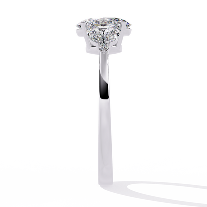 Oval Marquise Radiance – Three-Stone Diamond Ring in 14K Gold