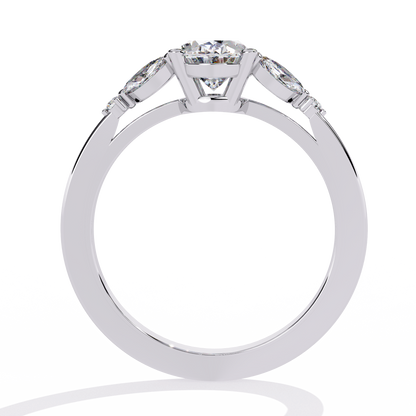 Oval Marquise Radiance – Three-Stone Diamond Ring in 14K Gold