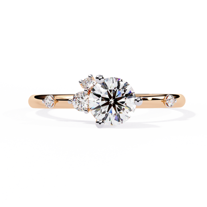 Petite Brilliance – Round Lab Diamond Solitaire Ring with Accent Stones in 14K Gold