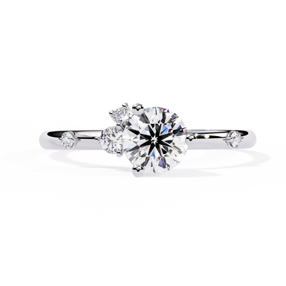 Petite Brilliance – Round Lab Diamond Solitaire Ring with Accent Stones in 14K Gold