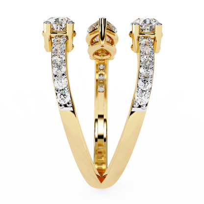 Cascade Pear – Triple Pear Lab Diamond Open Ring with Pavé Sides in 14K Gold