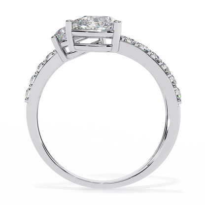 Cascade Pear – Triple Pear Lab Diamond Open Ring with Pavé Sides in 14K Gold