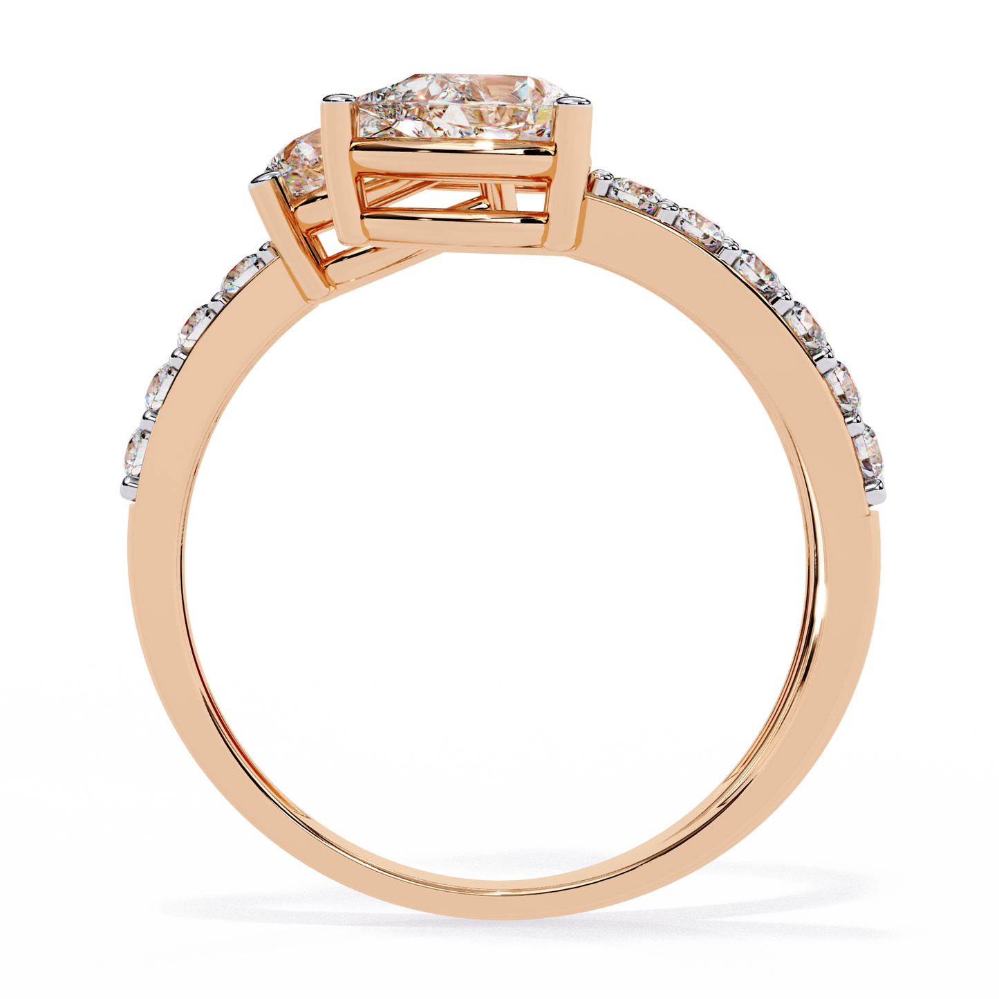Cascade Pear – Triple Pear Lab Diamond Open Ring with Pavé Sides in 14K Gold