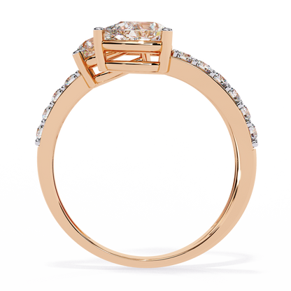 Cascade Pear – Triple Pear Lab Diamond Open Ring with Pavé Sides in 14K Gold