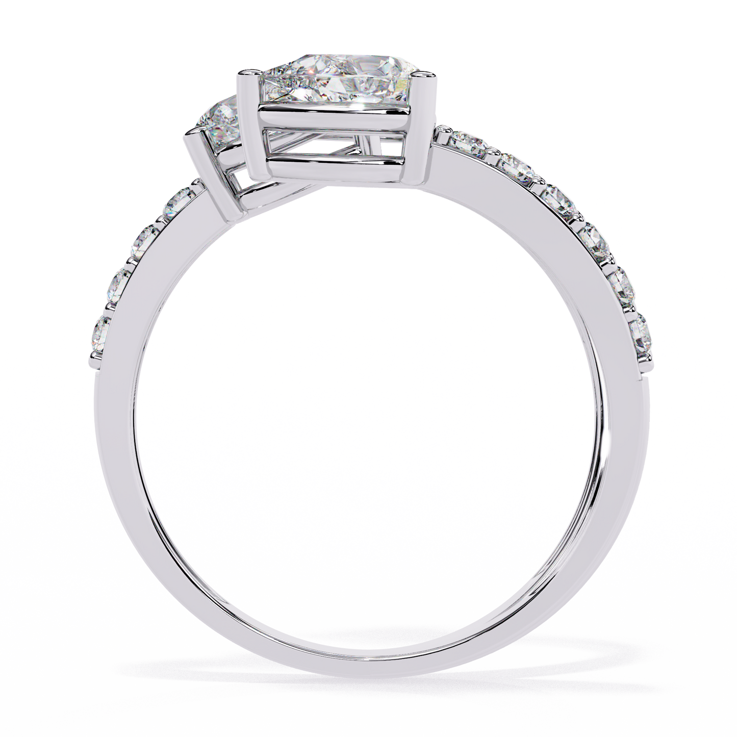 Cascade Pear – Triple Pear Diamond Open Ring with Pavé Sides in 14K Gold