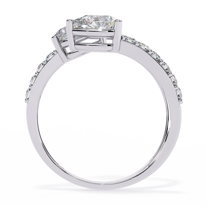 Cascade Pear – Triple Pear Diamond Open Ring with Pavé Sides in 14K Gold