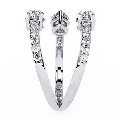 Cascade Pear – Triple Pear Lab Diamond Open Ring with Pavé Sides in 14K Gold