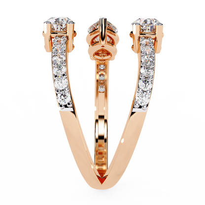 Cascade Pear – Triple Pear Lab Diamond Open Ring with Pavé Sides in 14K Gold