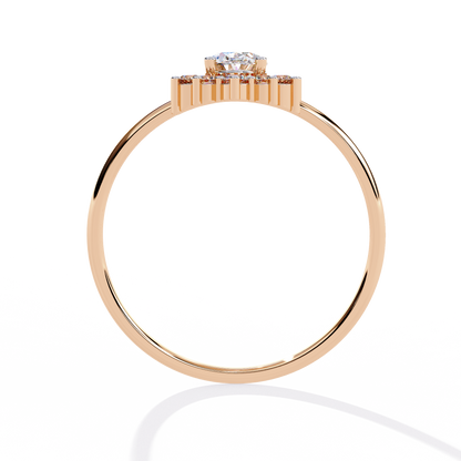 Oval Bloom – Lab Diamond Halo Ring with Petal Motif in 14K Gold