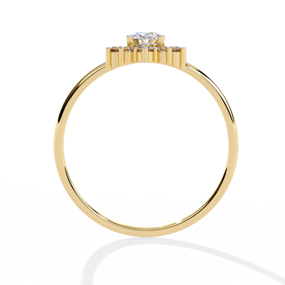 Oval Bloom – Lab Diamond Halo Ring with Petal Motif in 14K Gold
