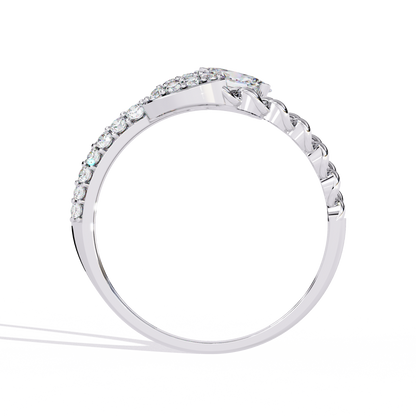 Braided Muse – Oval Solitaire & Diamond Pavé Ring in 14K Gold