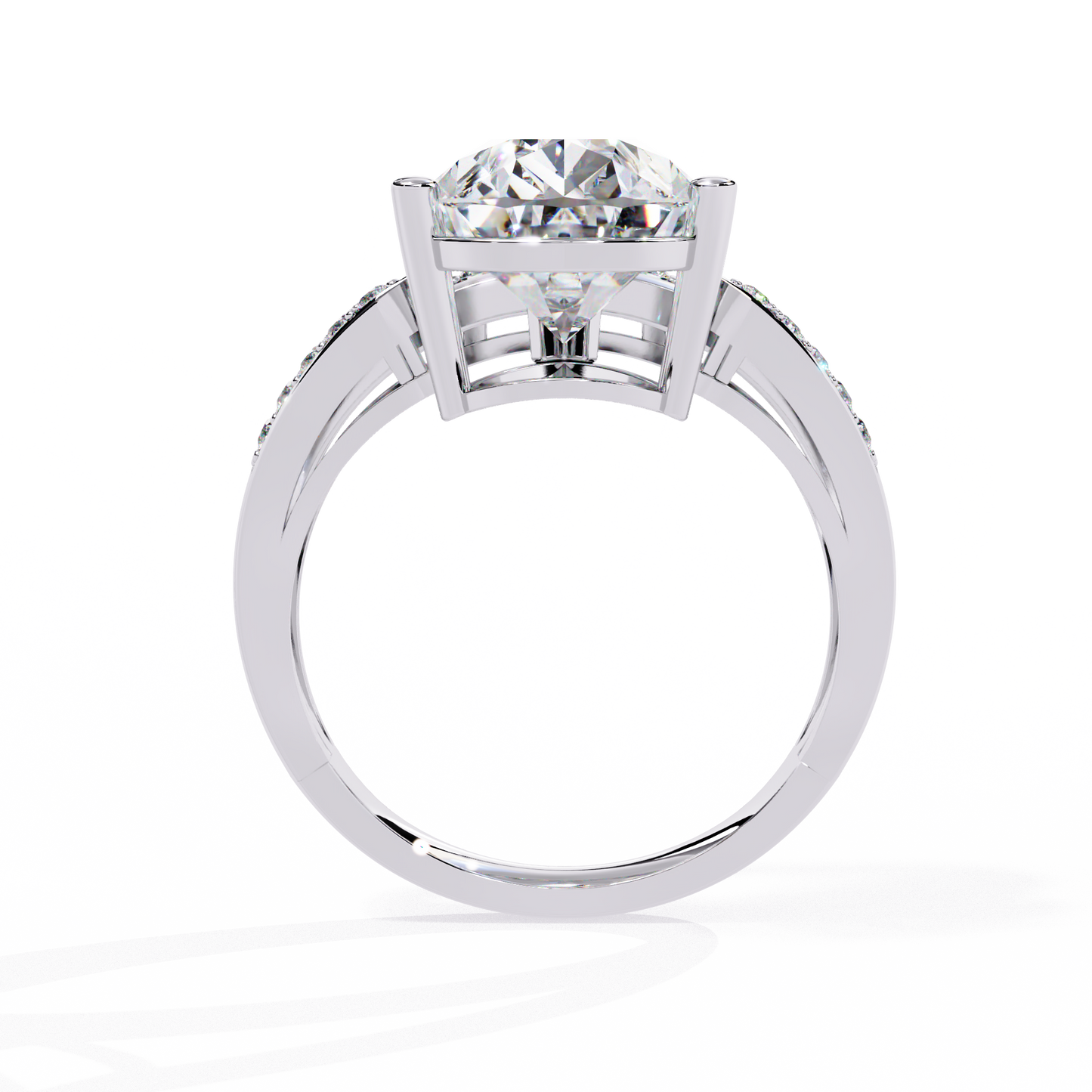 Sculpted Solité – Pear Lab Diamond Split Shank Ring in 14K Gold