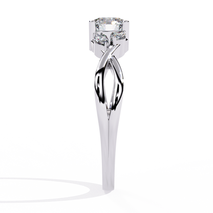 Willow Embrace – Round and Marquise Lab Diamond Twist Ring in 14K Gold