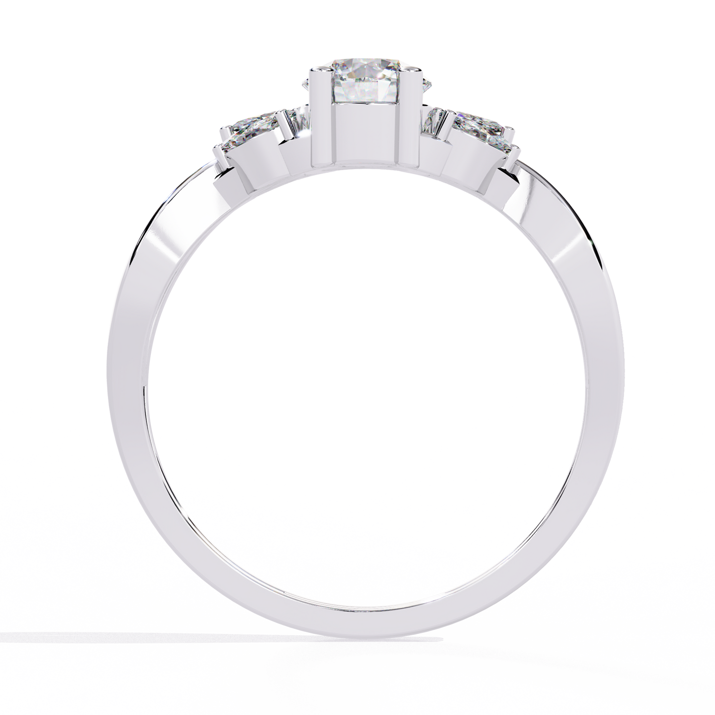 Willow Embrace – Round and Marquise Lab Diamond Twist Ring in 14K Gold