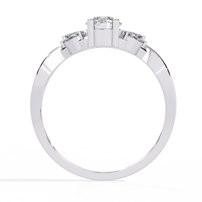Willow Embrace – Round and Marquise Lab Diamond Twist Ring in 14K Gold