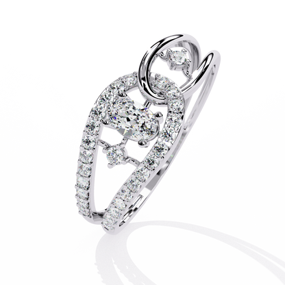 Ribbon Wrap – Oval Diamond Split Band Ring in 14K Gold