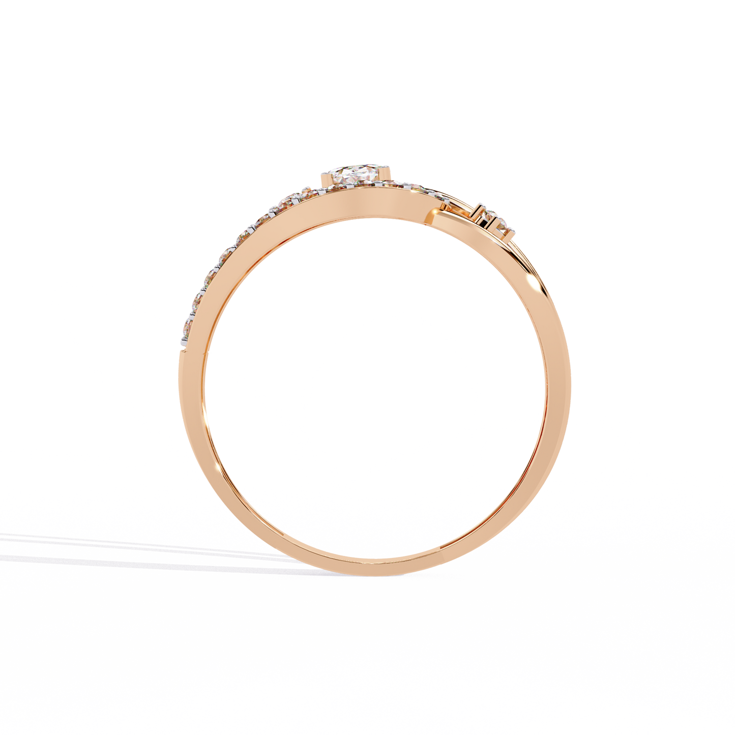 Ribbon Wrap – Oval Diamond Split Band Ring in 14K Gold