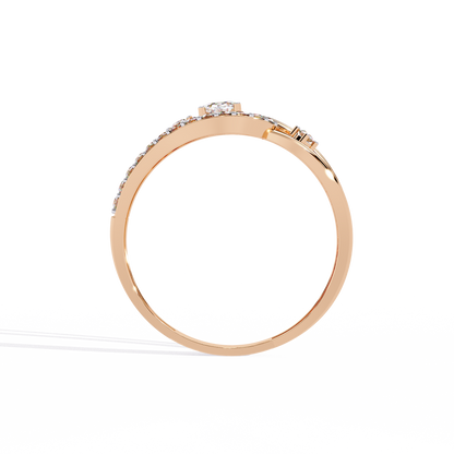 Ribbon Wrap – Oval Diamond Split Band Ring in 14K Gold