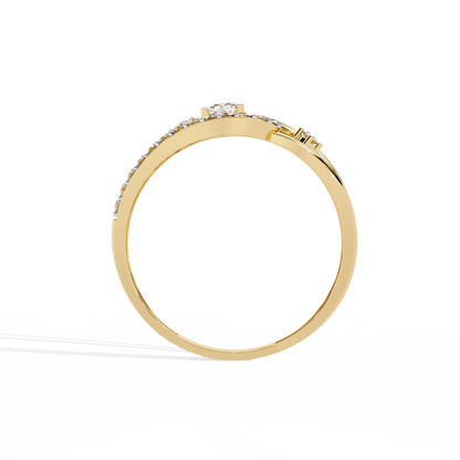 Ribbon Wrap – Oval Diamond Split Band Ring in 14K Gold
