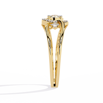 Ribbon Wrap – Oval Diamond Split Band Ring in 14K Gold