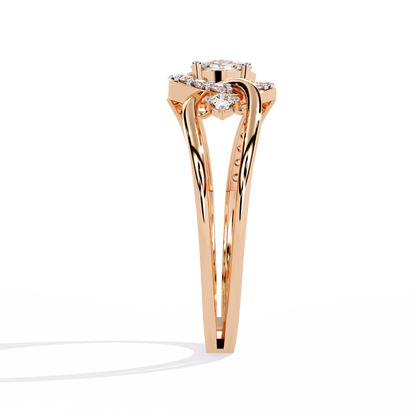 Ribbon Wrap – Oval Diamond Split Band Ring in 14K Gold
