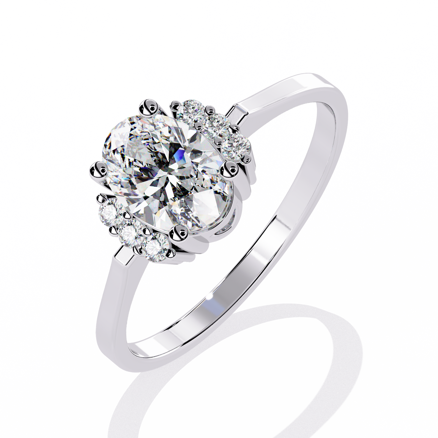 Halo Bloom – Petite Oval Lab Diamond Ring in 14K Gold
