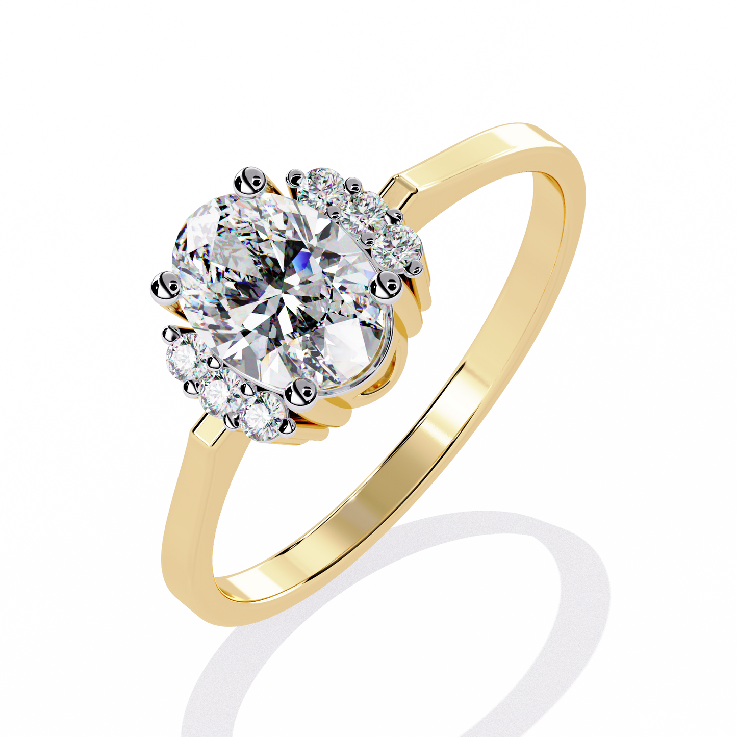 Halo Bloom – Petite Oval Lab Diamond Ring in 14K Gold